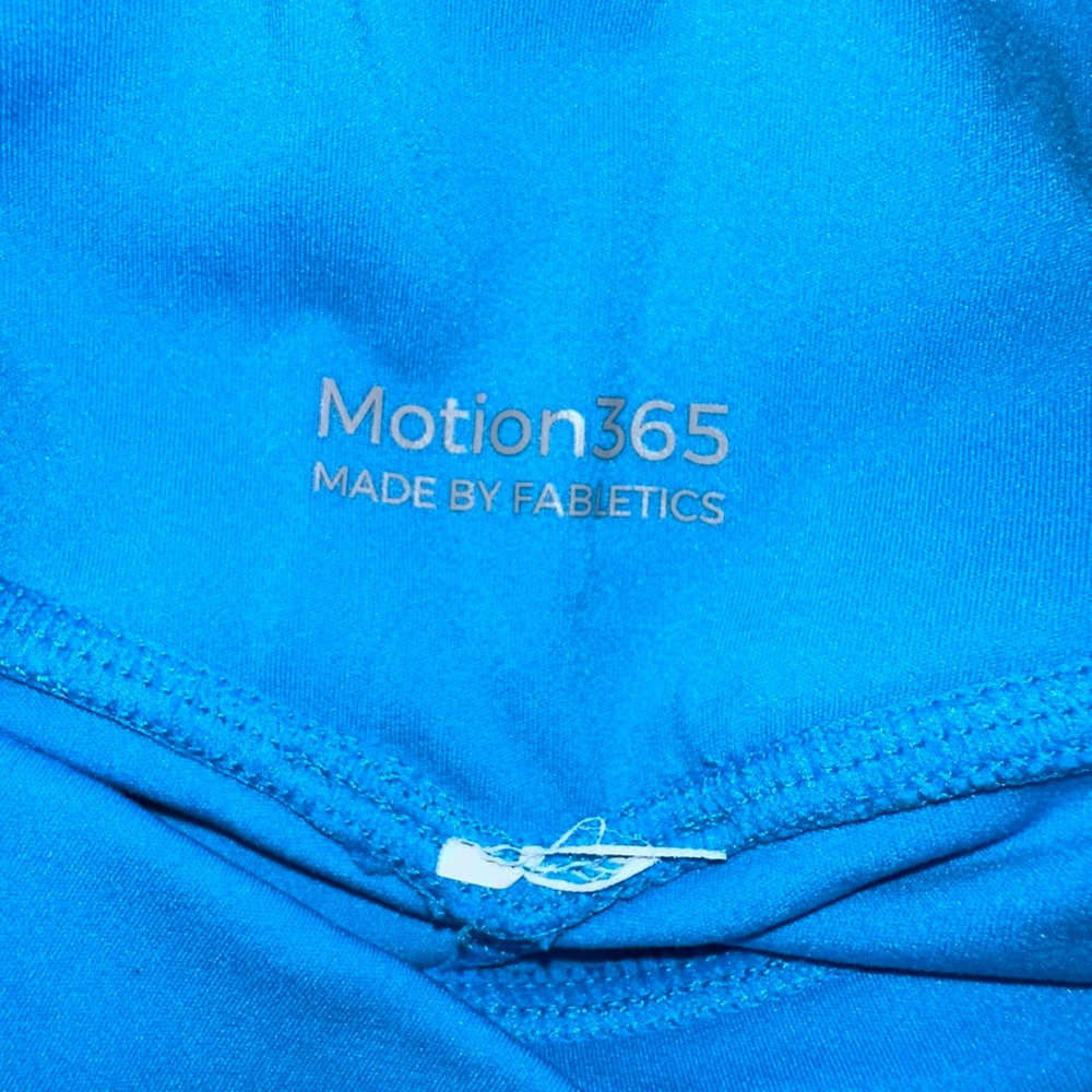 Women's Fabletics Motion365 Blue Yellow Active Leggings S? Measurements in Photo - Picture 7 of 13